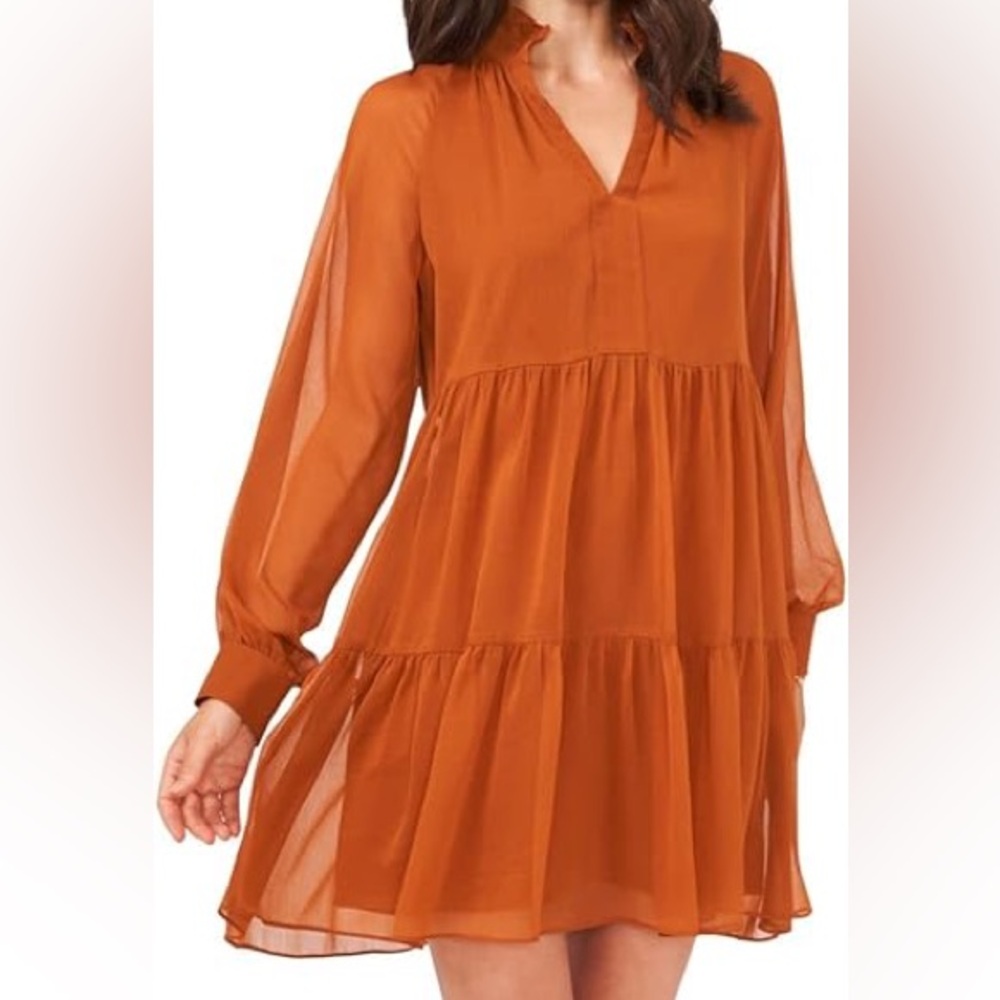 Burnt Orange Tiered Dress